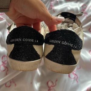 Golden Goose Glitter Black and Cream Sneakers